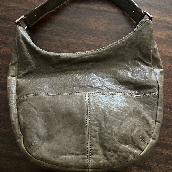 L.A.M.B Taupe Leather Saddle Hobo Purse Hand Bag - Picture 5 of 14